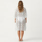 Lace Swim Cover Up Cardigan with Crochet Trim Floral Pattern Open Front and Relaxed Sleeves