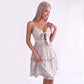 Floral Tie Front Cutout Smocked Ruffle Tiered Dress