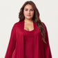 Plus Size 2-Piece Satin Nightgown Set with Long Sleeve Open Front Robe Sleeveless Slip Dress Sleepwear