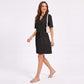Waffle Knit Collared V-Neck Drawstring Short Dress