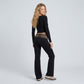 Leopard Print Contrast Waistband Full-Length Wide-Leg Trousers