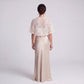 Sheer Floral Lace Pearl Trim Capelet Shrug with Open Front, Scalloped Pattern and Draped Short Sleeves 17.7*9.8In