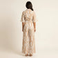 Printed Wide Leg Jumpsuit Button Front Short Sleeve Tie Waist Relaxed Fit One Piece