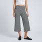 Foldover Waistband Striped Cropped Wide-Leg Trousers