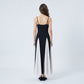 Spaghetti Strap Colorblock Fit and Flare Midi Dress