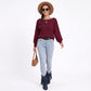 Boat Neck Cable Knit Long Sleeve Pullover Sweater