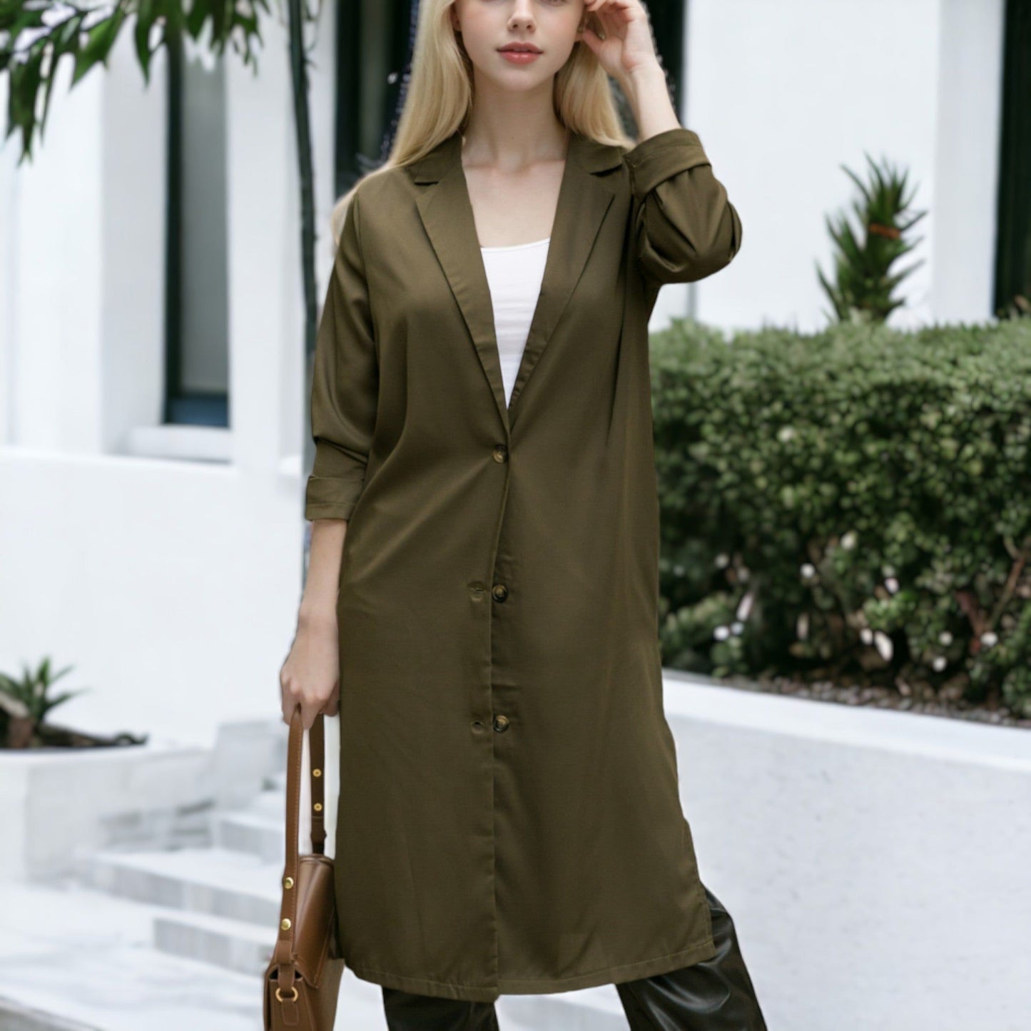 Button Up Collar Breezy Cardigan Coat