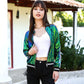 Striped Long Sleeve Sequin Varsity Jacket