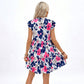 Floral Print Ruffle Sleeve Tiered Mini Dress