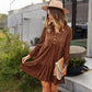 Long Sleeve Tiered Mini Dress with Button Front Animal Print