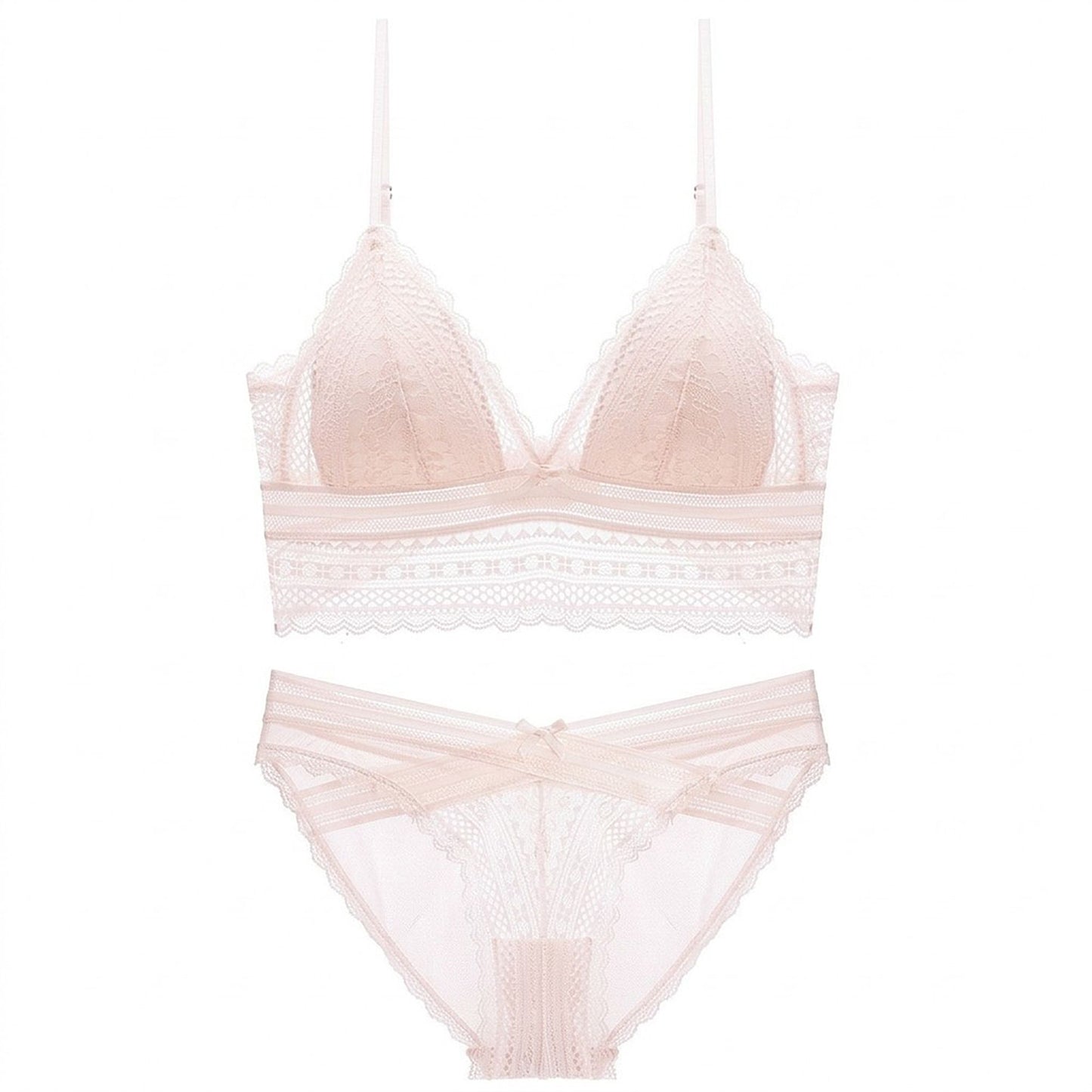 Lace Longline Bralette and Matching Panty Two Piece Lingerie Set