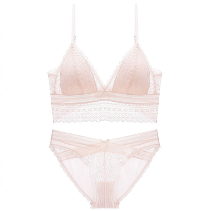 Lace Longline Bralette and Matching Panty Two Piece Lingerie Set