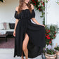 Casual Boho Lantern Sleeve Off Shoulder Fairy Midi Dress