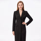 Long Sleeve Blazer Maxi Dress with Notched Lapels and Front Slit