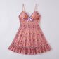 Floral Print Mesh Ruffle Chemise Nightgown