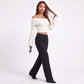 Off Shoulder Foldover Cropped Knit Sweater