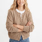 Soft Textured Button-Front Crew Neck Cardigan