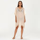 Sheer Crochet V Neck Swim Cover Up Poncho with Tassel Trim and Flowy Silhouette
