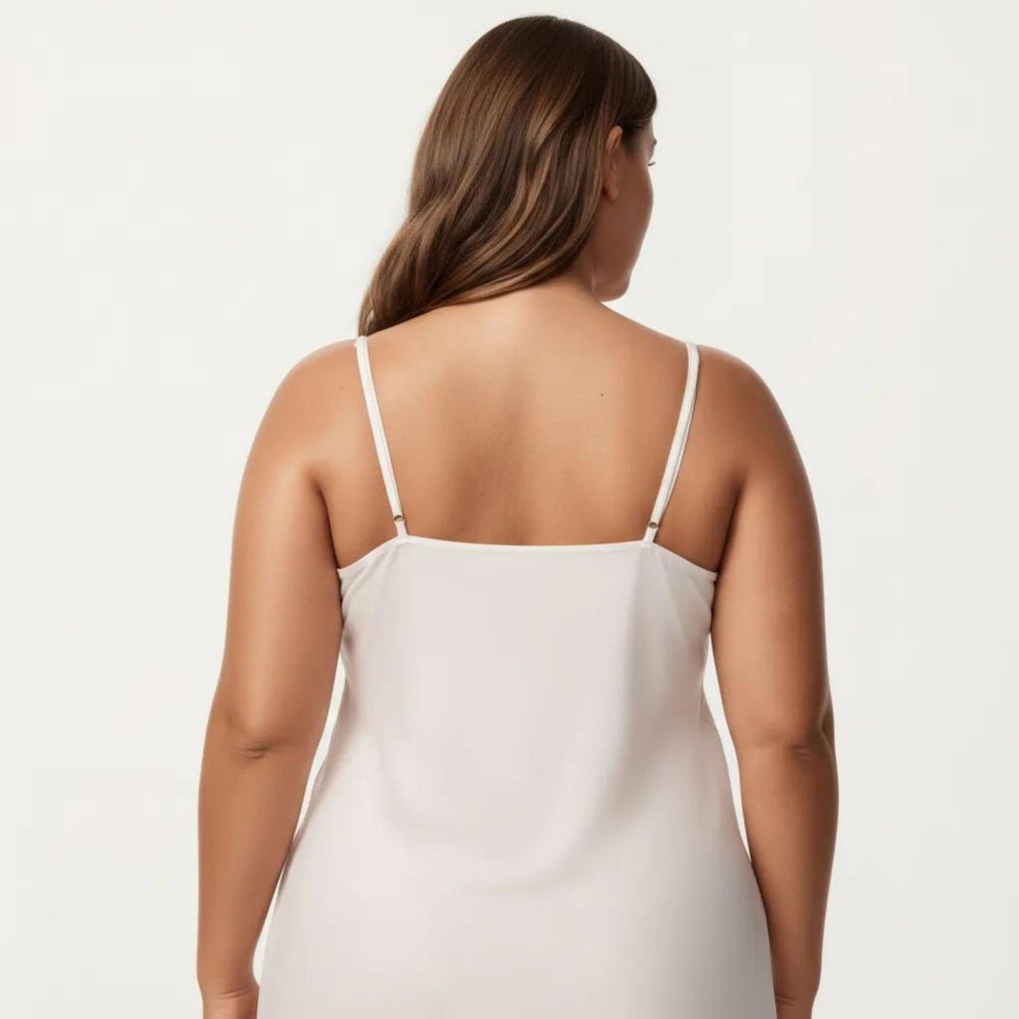 Plus Size Lace Panel Chemise Slip Dress Adjustable Strap Sleepwear