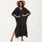 V-Neck Maxi Swim Cover Up Dress Loose Short Sleeve Lightweight Beach Caftan