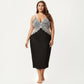 Plus Size Long Satin Chemise Lace Panel Nightgown Adjustable Strap Slip Sleep Dress