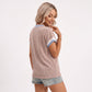 Ribbed Short Sleeve Top Contrast Trim Crew Neck Casual Tee