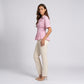 Striped Button Front Peplum Blouse with Collared Neck and Pleated Hem