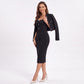 Cropped Blazer and Square Neck Midi Dress Two Piece Set