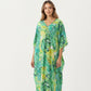 Paisley Print Maxi Dress with V-Neckline Short Sleeves and Relaxed Flowing Silhouette