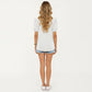Short Puff Sleeve Top with Scoop Neck Textured Knit Relaxed Fit Casual Shirt