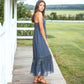 Adjustable Spaghetti Strap Sleeveless Boho Lace Maxi Dress