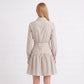Striped Long Sleeve Collared Shirt Dress with Drop Waist