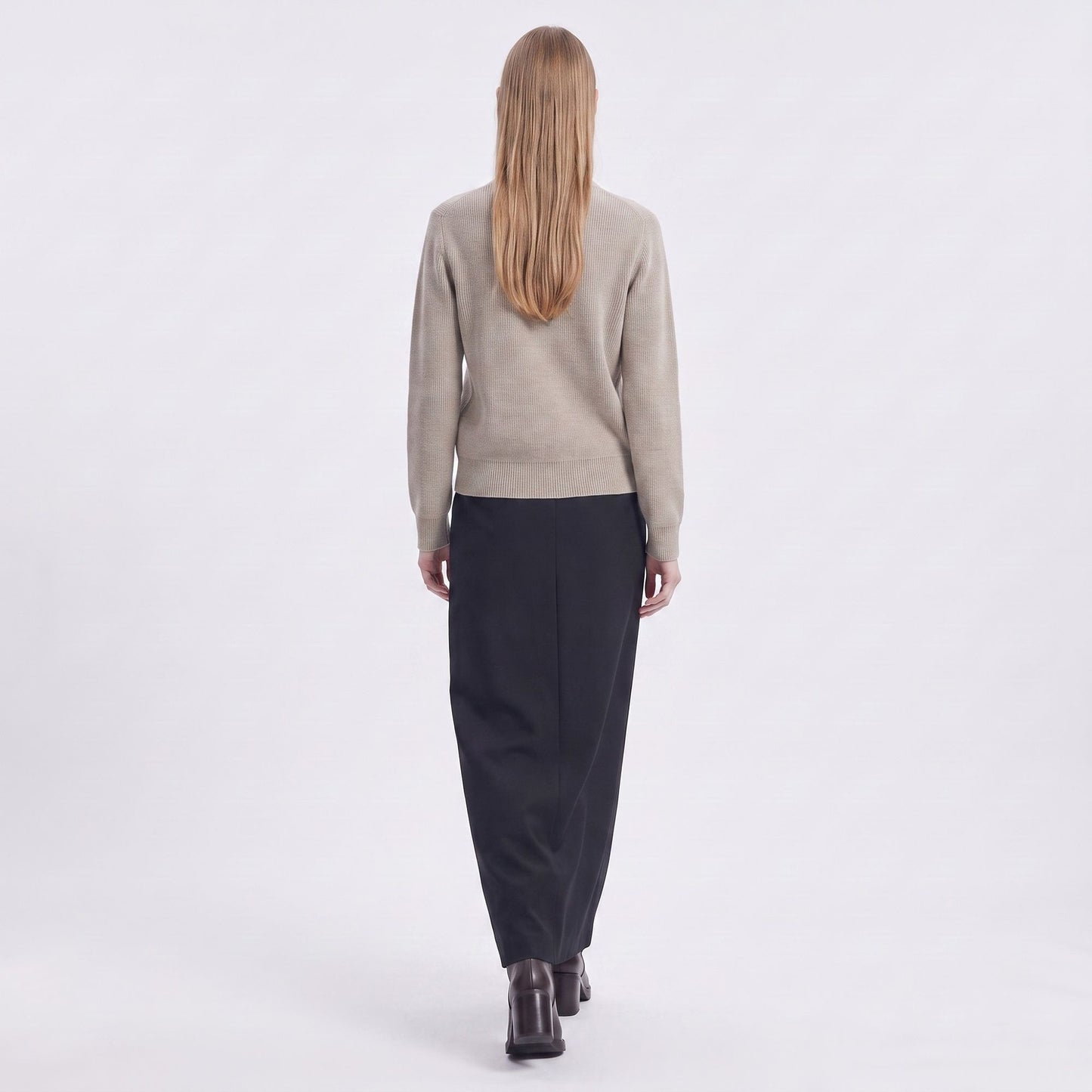 Mock Neck Zip-Front Knit Cardigan Sweater