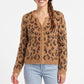 Fuzzy Leopard Print Button Front Cardigan Sweater