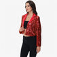 Sequin Cropped Blazer Long Sleeve Sparkly Open Front Jacket