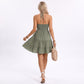 Halter Mini Dress Ruched Bodice Tiered Skirt Fit and Flare Dress