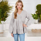 V-Neck Tiered Babydoll Top with Long Puff Sleeves