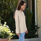 Contrast Half Button Henley Down Long Sleeve Sweater