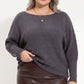 Plus Size Boat Neck Dolman Sleeve Pullover Sweater