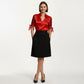 Satin Collared Blouse with Sheer Stripe Sleeves and Bow Tie Cuffs