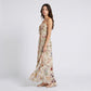 Floral Print Tie Front Maxi Dress with Spaghetti Straps and Flowy Skirt