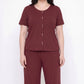 Plus Size 2-Piece Short Sleeve Button Front Pajama Top and Wide Leg Pants Sleepwear Lounge Set