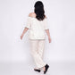 Plus Size 2-Piece Polka Dot Off Shoulder Pajama Top and Wide Leg Pants Sleepwear Lounge Set