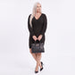 Plus Size V Neck Ribbed Waist Sweater Dress