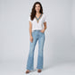 Boho V-Neck Eyelet Blouse Short Sleeve Embroidered Trim Top