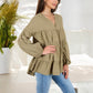 V-Neck Tiered Babydoll Top with Long Puff Sleeves