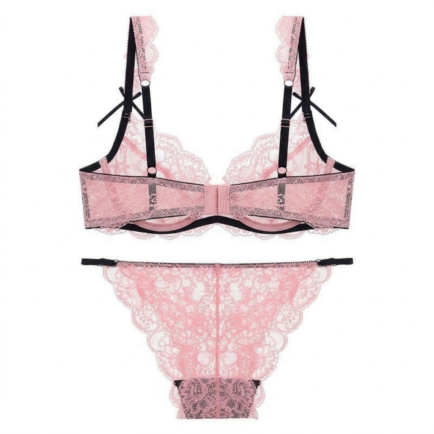 2 Piece Floral Lace Underwire Bra and Panty Lingerie Set