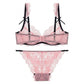 2 Piece Floral Lace Underwire Bra and Panty Lingerie Set