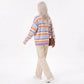 Multicolor Striped Open Front Knit Cardigan Sweater