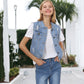 Sleeveless Distressed Denim Jean Jacket Vest